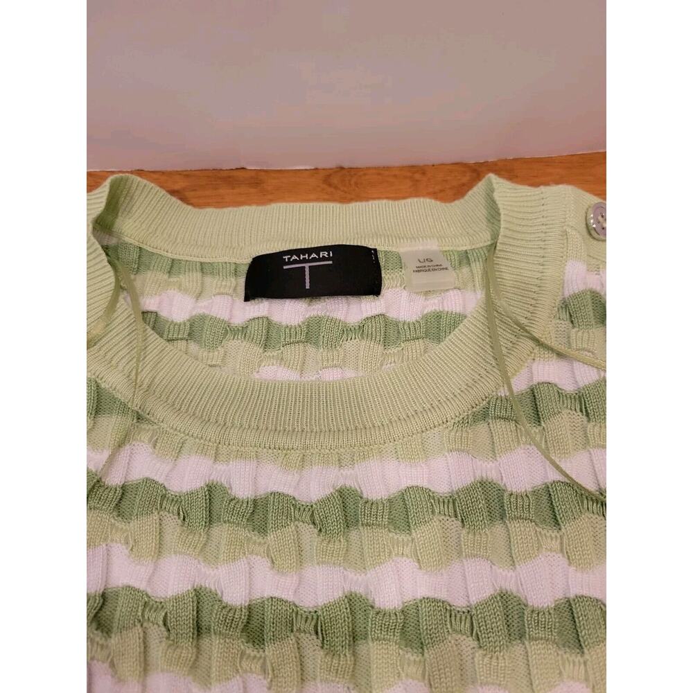 Tahari Tight Knit Short Sleeve Sweater Ladies Size L Preppy - Picture 5 of 10